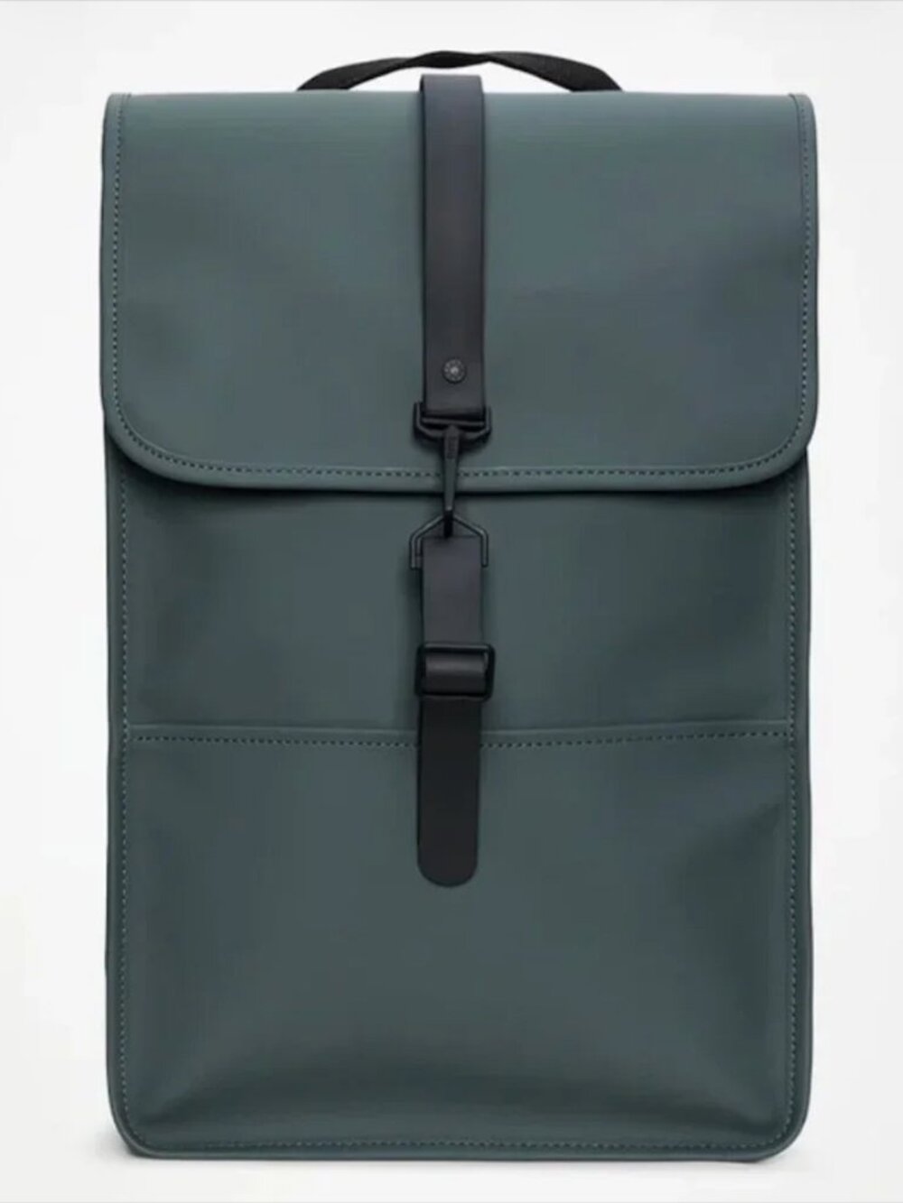 Unisex Rains 17L Backpack in a Charcoal-like Dark Grey and Black